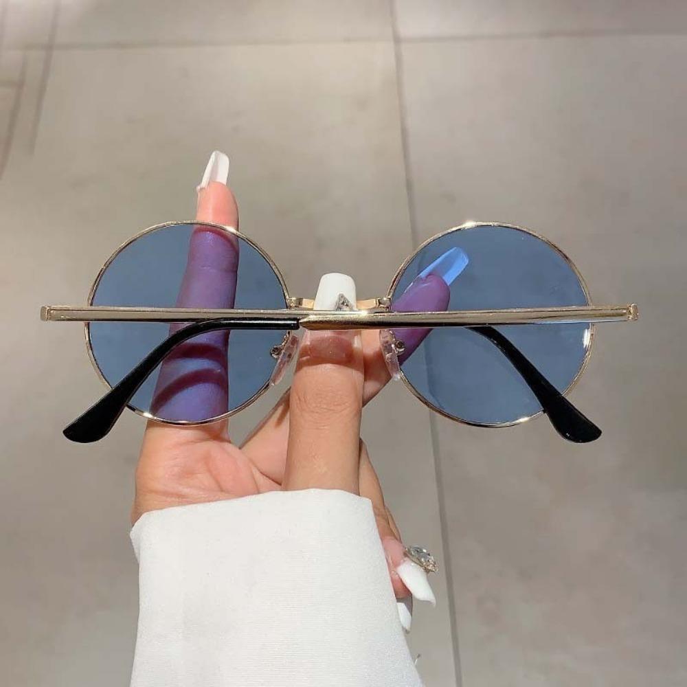 Vintage Round Sunglasses for Women Metal Frame Korean Style Shades