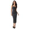 2024 Elegant European & American Ribbed Knitted Pleated Waist Slimming Long Dress