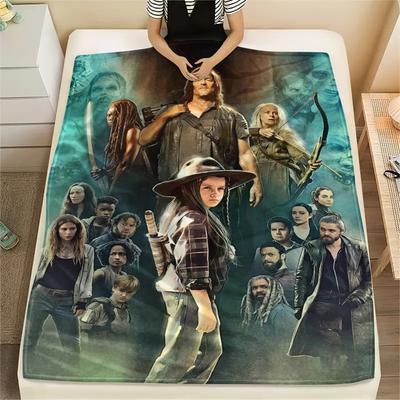 1PC The Walking Dead Print Flannel Blanket, High Quality All Seasons, Home Decor, Warmth and Comfort, Perfect for Christmas Gifts