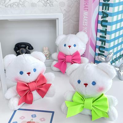 Cute Bow Bear and Rabbit Doll Pendant Cartoon Plush Toy Bag Keychain Doll
