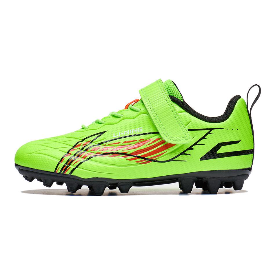 Li Ning Kids Pursuit 2.0 Comfortable Versatile Shock Absorbing Durable Breathable Low Top Soccer Shoes Kids Soccer Shoes Green YKGT002-1