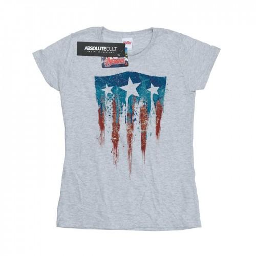 Marvel Womens/Ladies Captain America Flag Shield Cotton T-Shirt