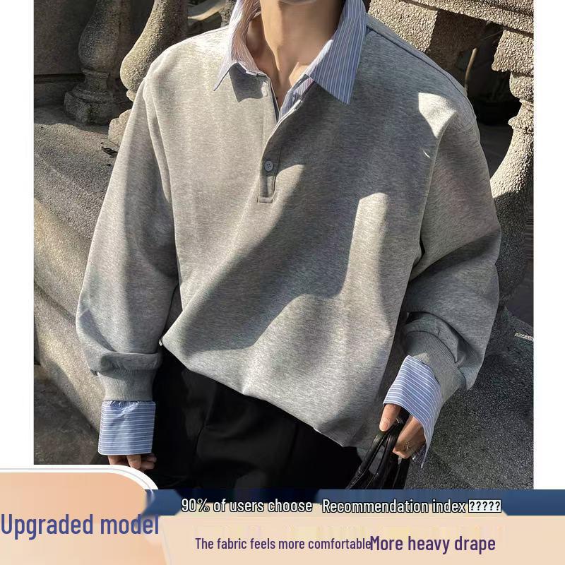 

Мужской пуловер в стиле пэчворк с цветовыми блоками, из двух частей, с американским отложным воротником M