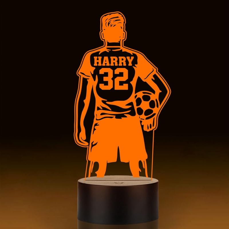 Personalized Name Football Light, Custom Player's Name & Number Table Lamp, LED Night Light Gifts for Football Fan, Birthday, Christmas, New Year,