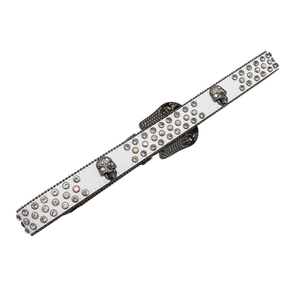 BB Belt European and American Dark Carved Buckle Rhinestone Inlay Belt Ins Sequin Punk Hip-hop Rivet Decorative Belt