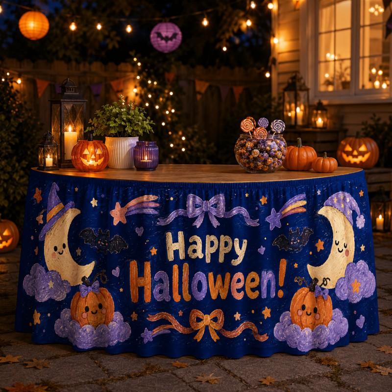 Halloween Table Skirt Round Party Dessert Buffet Decor Home Decoration Printed Fabric Cover