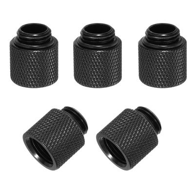 Uxcell G1/4 Female Thread 15mm Male-Female Extension Fitting for PC Water Cooling Systems, Black, 5pcs