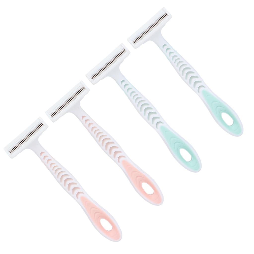Paquete de 4 maquinillas de afeitar para mujer de 3 hojas, portátiles, ligeras, antideslizantes, para depilación femenina