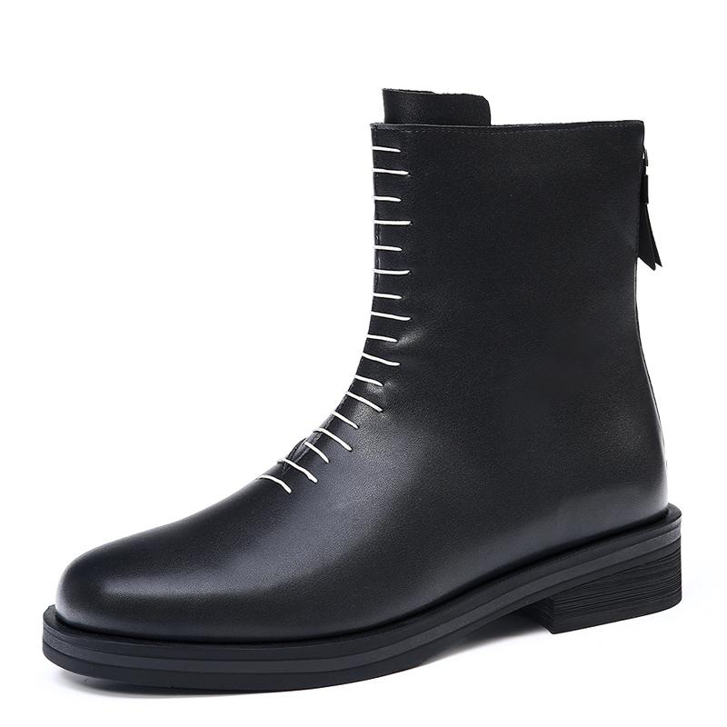 

New Arrival High Top Shoes Classic Leathe Ankle Boots Outdoor Mens Mid-Calf Boots Non-Slip Male Motorcycle Boots Botas 44 чёрный