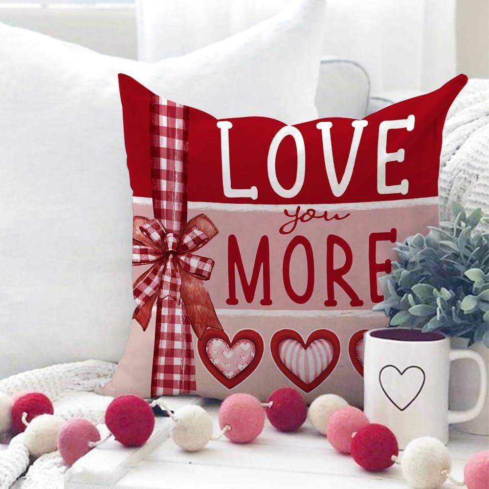 45*45cm Valentine's Day Cushion Cover Pink Red Decorative Pillowcase Love Pattern Valentine's Day Pillow Cover Headboard Pillow