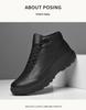 Men's Winter High-Top Velvet-Lined Outdoor Hiking Boots - Anti-Slip, Breathable, Large Size, Versatile Leather.