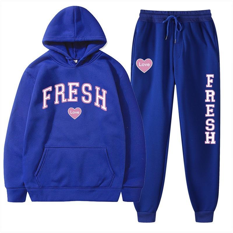 European Size Plus Fashion Printed Sweater Autumn and Winter Fleece Warm Hoodie Casual Sports Women's Suit