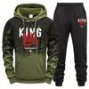 King Printing Mens Tracksuit Casual Sweatshirt Sweatpants 2 Pcs Set Sports Jogging Mens Clothing Splash-ink Hoodies Suit Street