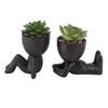 2 Stück Künstlicher Sukkulenten-Blumentopf Niedlicher Innovativer Menschlicher Mini-Kunst-Sukkulenten-Blumentopf für Heim-Desktop-Dekor