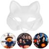 5 Pcs White Mask Adult Blank DIY Drawing Mask Halloween Costume Party Accessory(Cat Face)