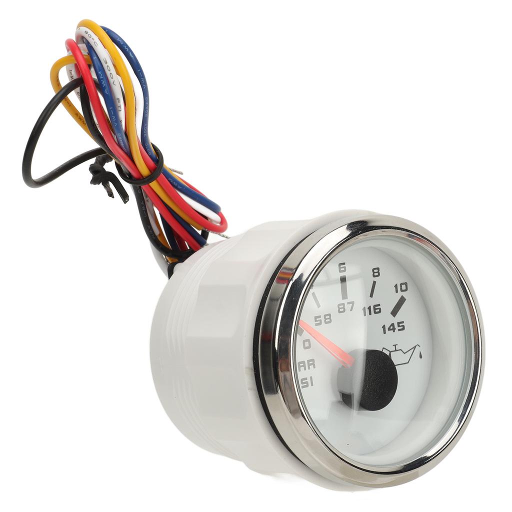 52MM Oil Pressure Gauge White Dial Silver Bezel DC 9‑32V 0‑10Bar CAN Bus Oil Pressure Meter for RV Yachts Boats