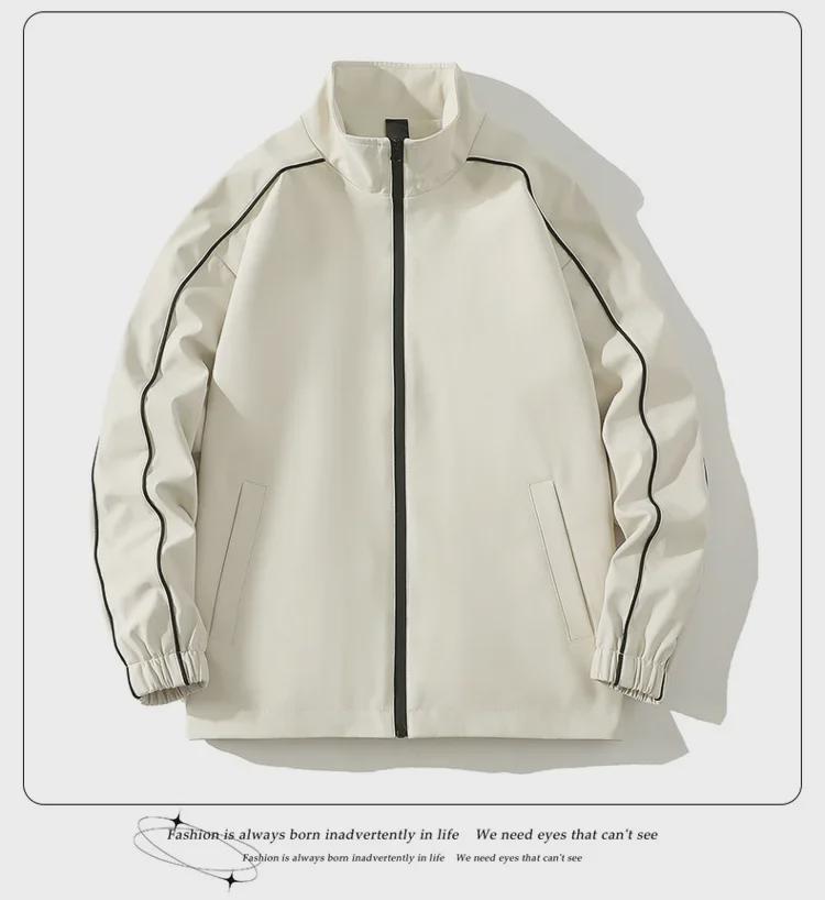 Men's Trendy Waterproof Stand Collar Jacket - Versatile Two-Piece Casual Sports Suit for Spring & Autumn, Teen/Adult, Unisex.