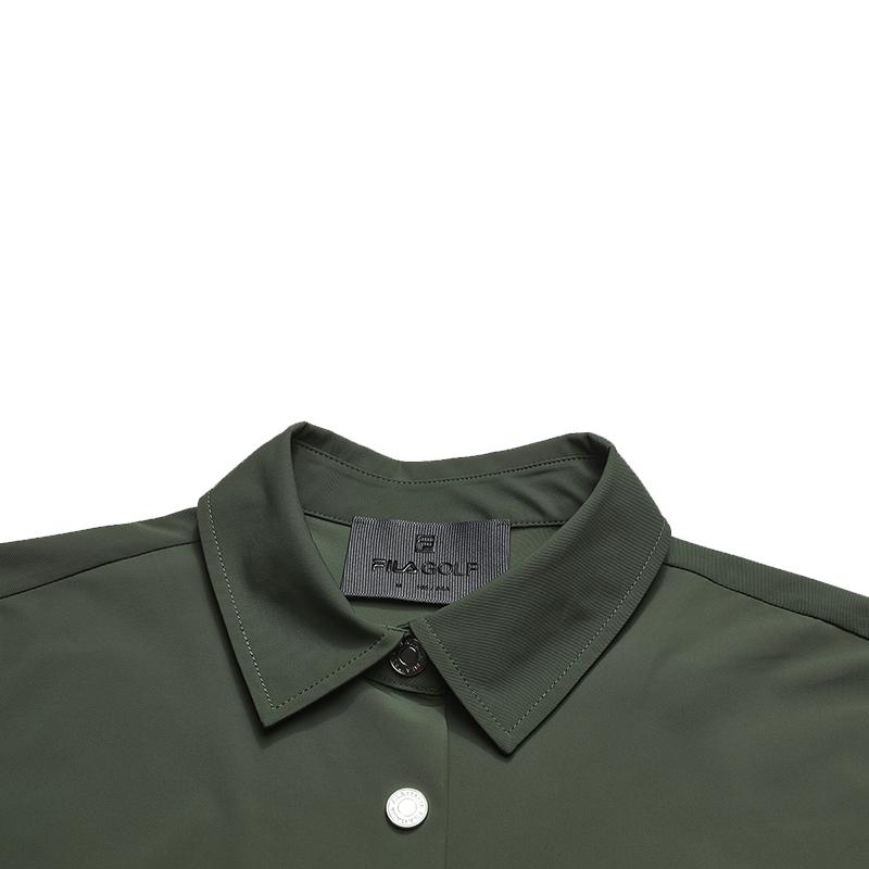 FILA Golf Series Fashion Classic Simple Casual Sports Golf Versatile Comfortable Woven Short Sleeve Shirt Women shirts Moss-Green A11W625704FGN