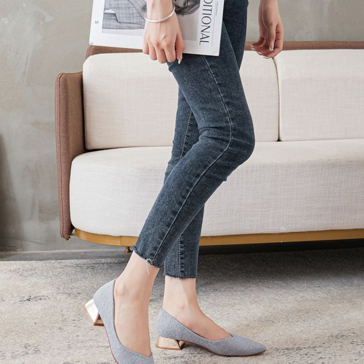 Large size women's shoes 2025 new French thick heel medium heel single shoes bridesmaid shoes wedding shoes bride small size shoes