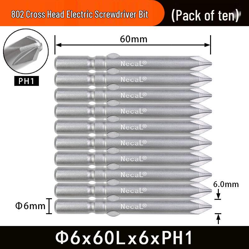 Nigao 802 Magnetic S2 Steel Electric Screwdriver Bit, 6mm, 60/80mm Length