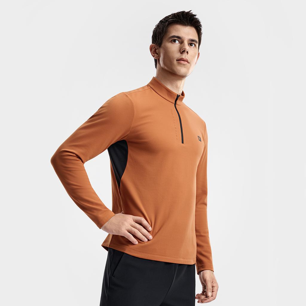 FILA Fleece Version Warm Simple Sports Training Comfortable Versatile Knitted Long Sleeve T-Shirt Men Tops Pineapple-Brown A11M611217FOR