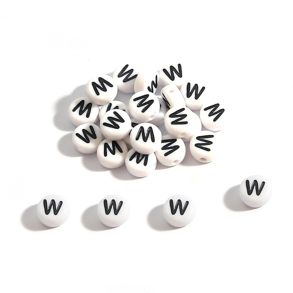 100Pcs Acrylic Letter Round Flat Beads DIY Jewelry Making Accessories