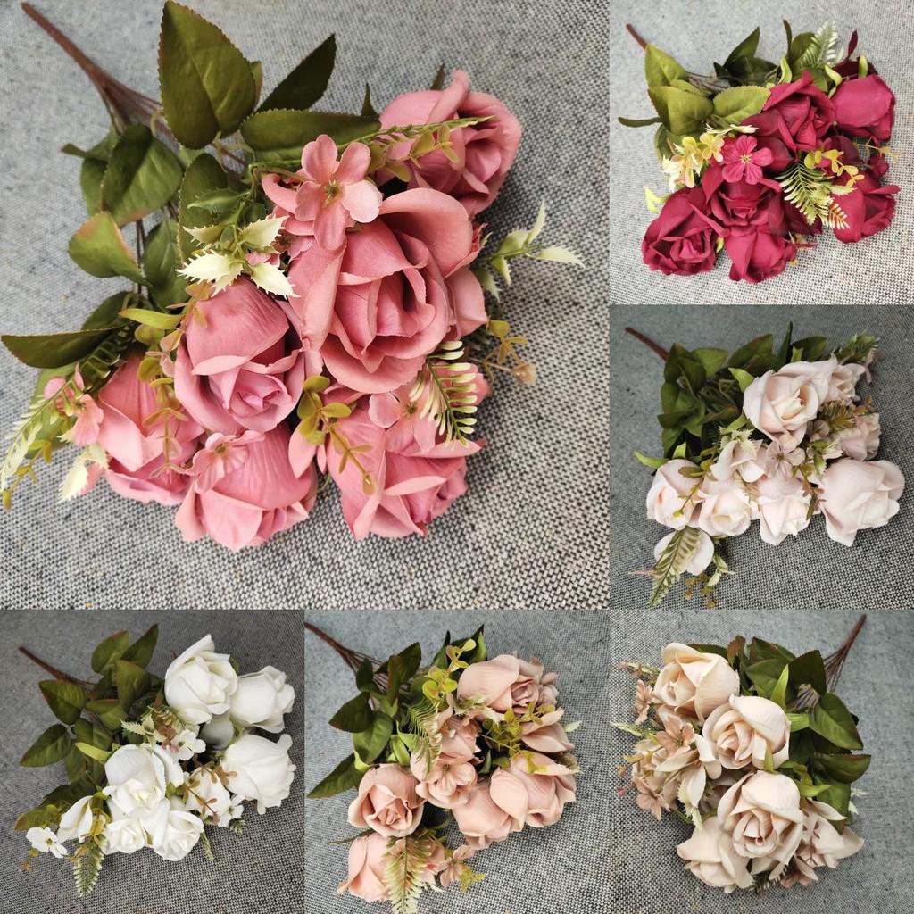 Silk Polish Artificial Rose Buds For Diy Wedding Decoration Props Photography