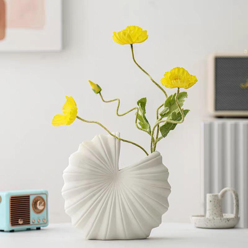 Vaso in Ceramica a Forma di Conchiglia Stile Europeo Semplice Creativo Nuovo Modello per Fiori Secchi Fiori Freschi Coltivazione Idroponica Scandinavo