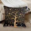 Retro Klimt Inspired Tree Of Life Pillowcase Geometric Pattern Polyester Fabric Decorative Cushion Cover For All Room Types Home