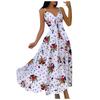 2025 New European & American Floral Lace-Up Spaghetti Strap Long Dress