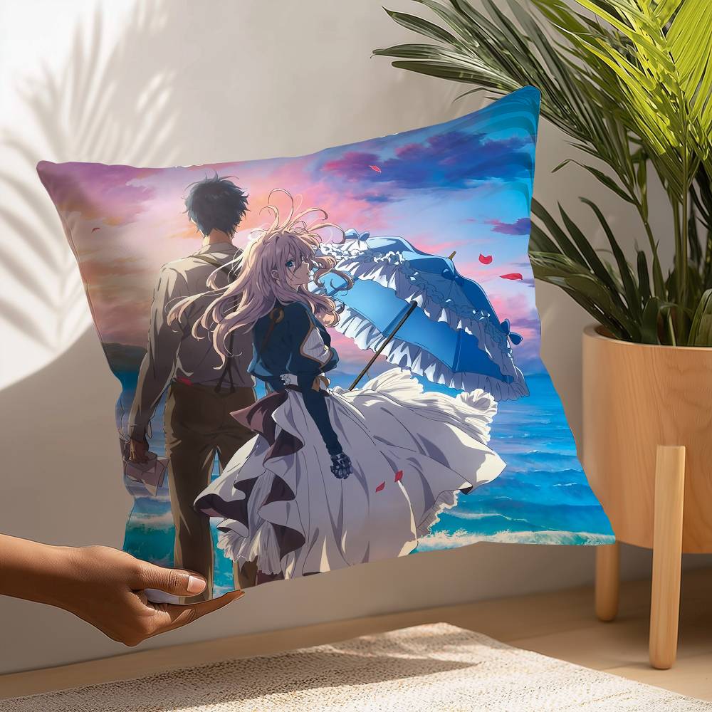 Anime Violet Evergarden Pillow Case Plush Fabric Soft  Pillowcase Double Sided Print Cushion Cover Household Gifts