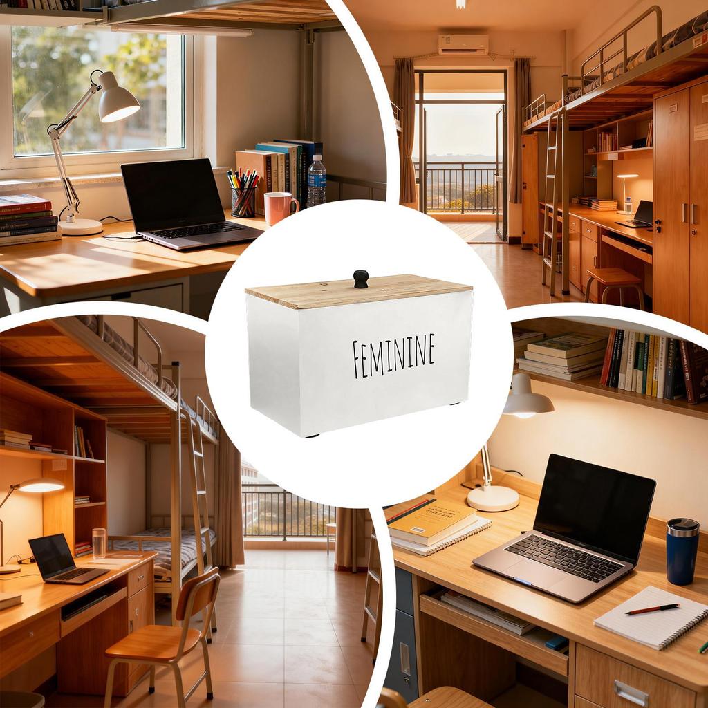 Bathroom Storage Containers Wood Toilet Feminine Product Organizer Pads Storage Box Women For Women Girls Teen Washroom Vanity