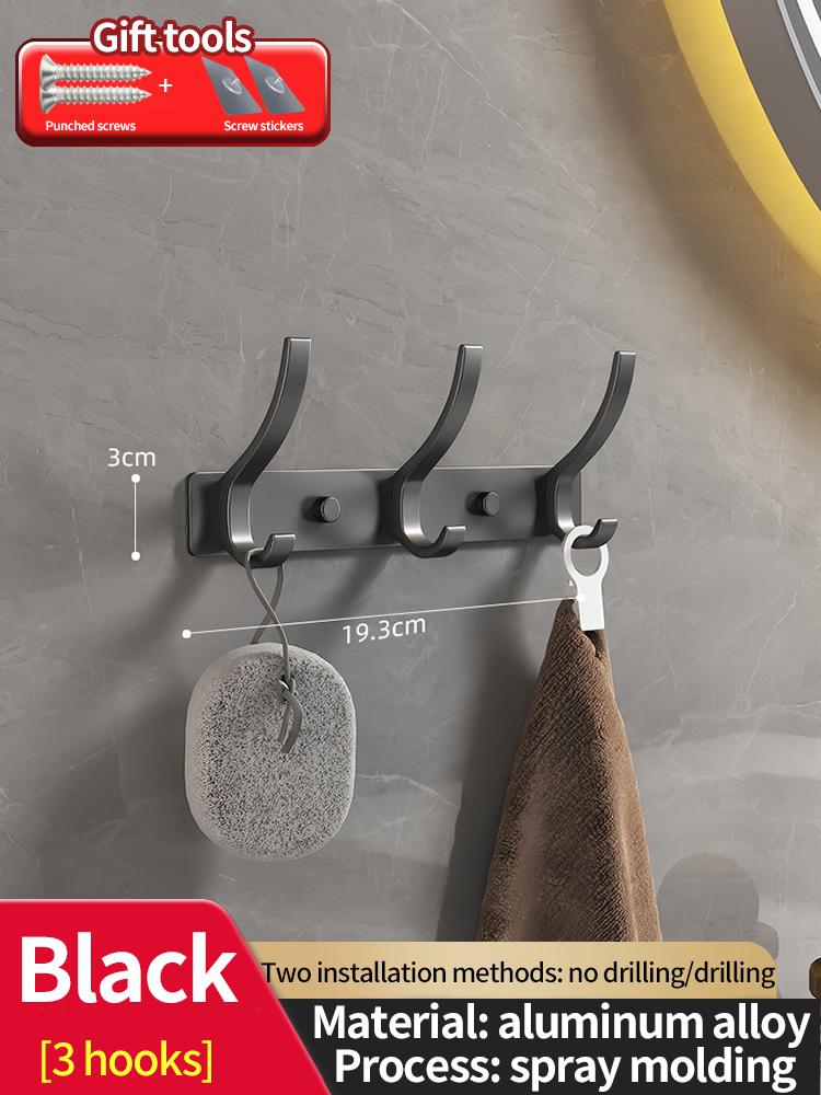 No Drill of Door Hooks, Space Aluminum, Non Perforated Bathroom Hooks, Bedroom Storage, Clothes Hanger Hooks, Wall Clothes Hook