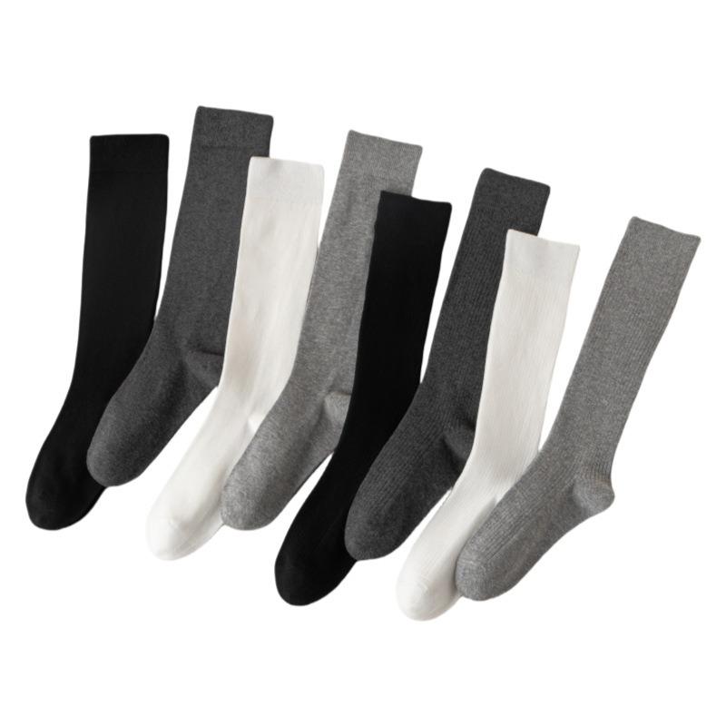 Lange Strümpfe, Damen-Wadenstrümpfe, Damen-Baumwollstrümpfe mit Anti-Pilling-Effekt in Uni-Farbe, Hohe Strümpfe für Herbst und Winter, Frottee-Strümpfe