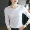 Cotton t-shirt women's new summer simple loose non-deforming double-sided mercerized cotton round neck long-sleeved t-shirt