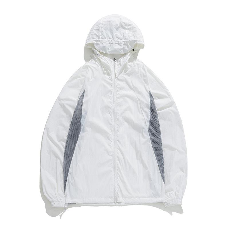 

Мужская куртка на весну и лето, защитная одежда от солнца, дышащая свободная мягкая модная одежда контрастного цвета, тонкие пальто для спорта на открытом воздухе M белый