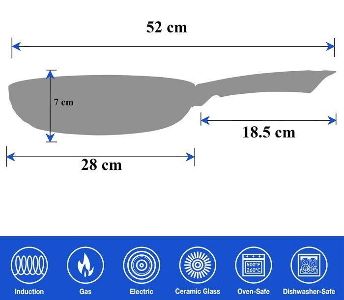 Poêle - intignis - antiadhésive - céramique infusée de diamants - aluminium - couvercle en verre