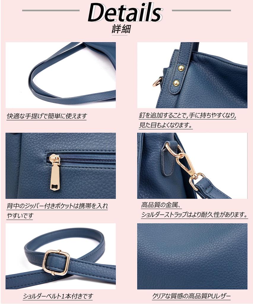 FSD.WG Women's Shoulder Bag, Crossbody Bag, Large Capacity, PU Leather, Lightweight, Korean Design, Popular for Spring, Summer, Fall, and Winter, 3