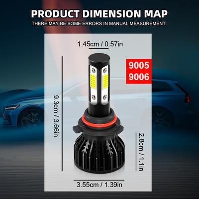 Roadsun 2pcs Upgraded LED 9005/HB3 Car Bulbs 6000K Cool White 29000LM 160W Power LED 800% Brightness 300 Meters Lighting Range