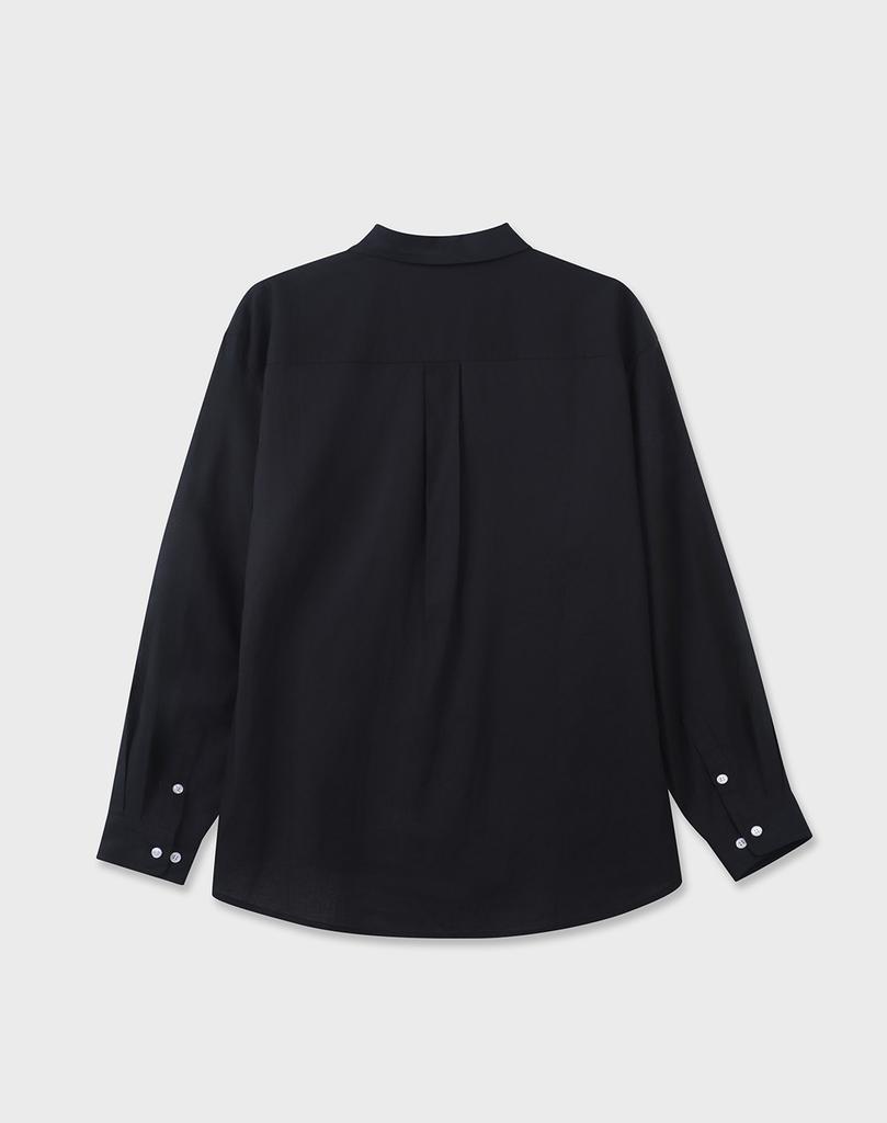 WORK ON BODY OFF Claire Semi-Overfit Linen Shirt [Black]
