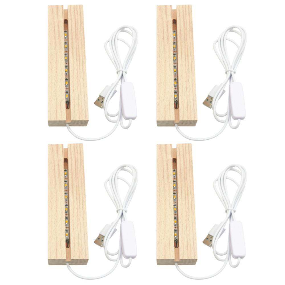 1-10pcs LED Wood Light Display Base Crystal Wooden Lighted Base Stand Acrylic Light Plate Base for Resin Art Lights Ornament