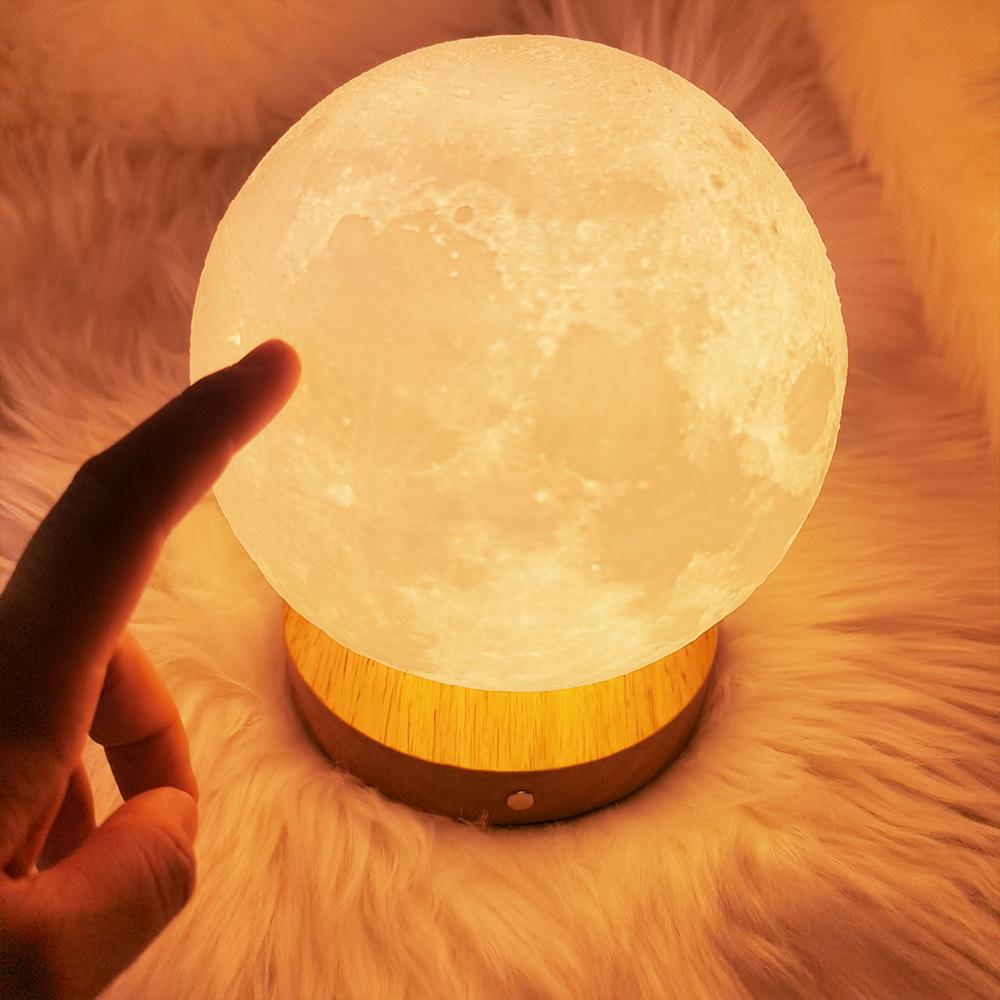 Rotating Moon Lamp Night Light—Creative Bedside Atmosphere Lamp for Bedroom or Desk
