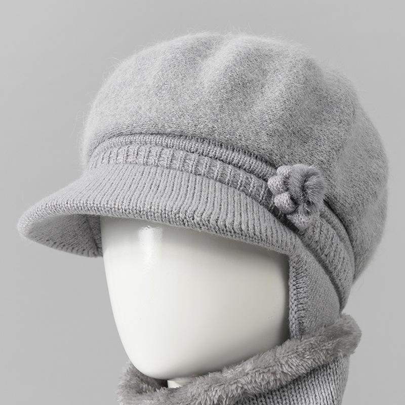 Wool Hat Women's Autumn and Winter Fleece Warm Hat, Ear Protection, Cold Protection, Thickened Knitted Hat