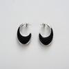 Original Design Premium Retro Copper Plated Platinum Earrings Black Drop Glaze 925 Silver Needle Stud Earrings Niche Earrings