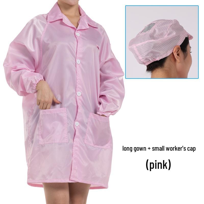 Static-free Lab Coat: Anti-static Dustproof Suit & Cleanroom Workwear in White, Blue, Pink - Available in Men's & Women's Styles