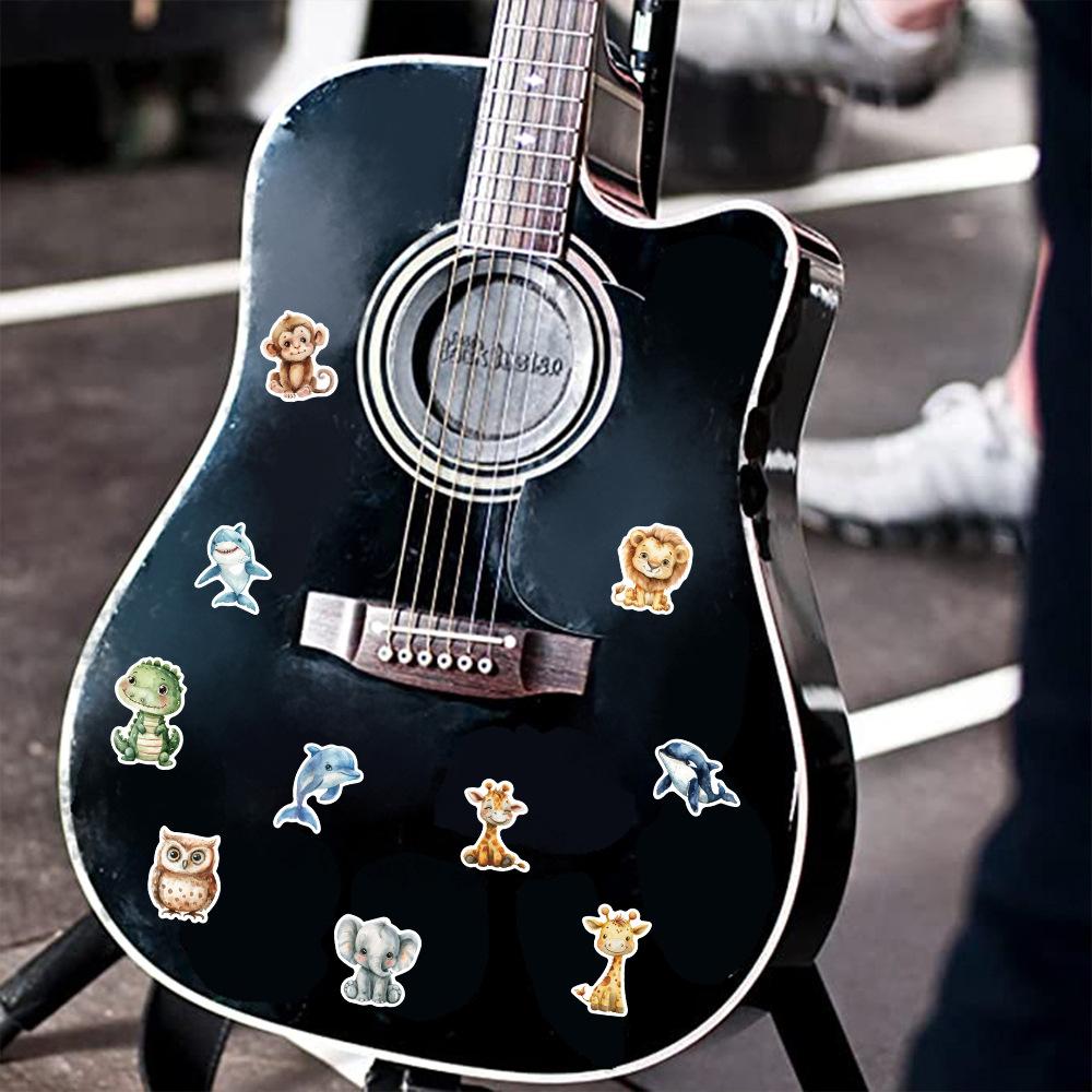 50PCS Cute Watercolor Animals Graffiti Stickers Phone Wall Scrapbook Motorcycle Waterproof Cartoon Sticker