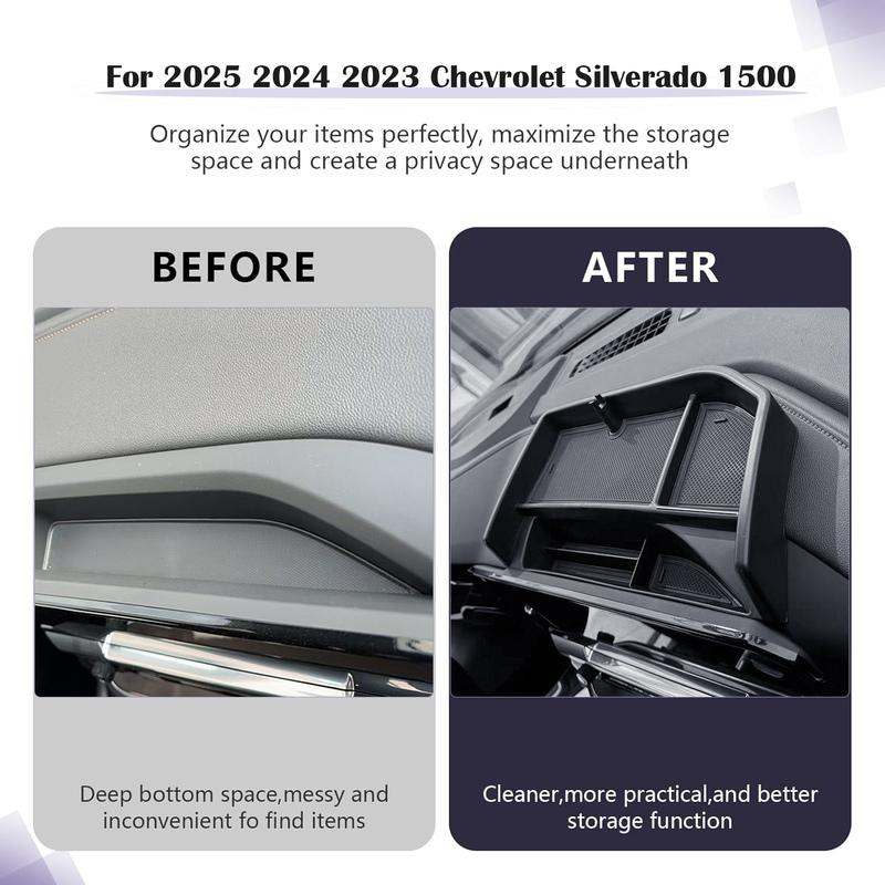 Center Console Dashboard Tray Organizer for  For 2025 2024  Chevrolet Silverado 1500 & GMC Sierra 1500 Behind Screen Car Box