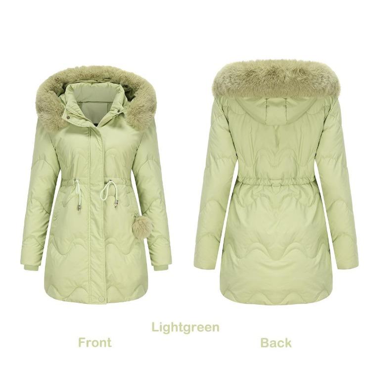 Women's Warm Parka Cotton Coat with Detachable Hood Autumn Winter Mid-length Coat