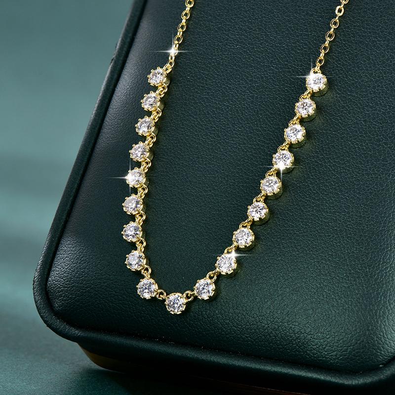 Wholesale Luxurious Elegant Moissanite Necklace Long Collarbone Chain Bubble-Style Collarbone Choker Necklace for Women Gifts 45+5cm