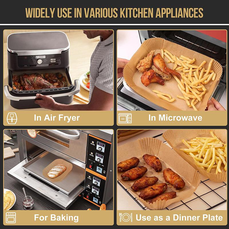 Hârtie de copt pentru friteuză cu aer Ninja, forme dreptunghiulare, compatibilă cu Ninja Foodi Dual Zone și altele duble